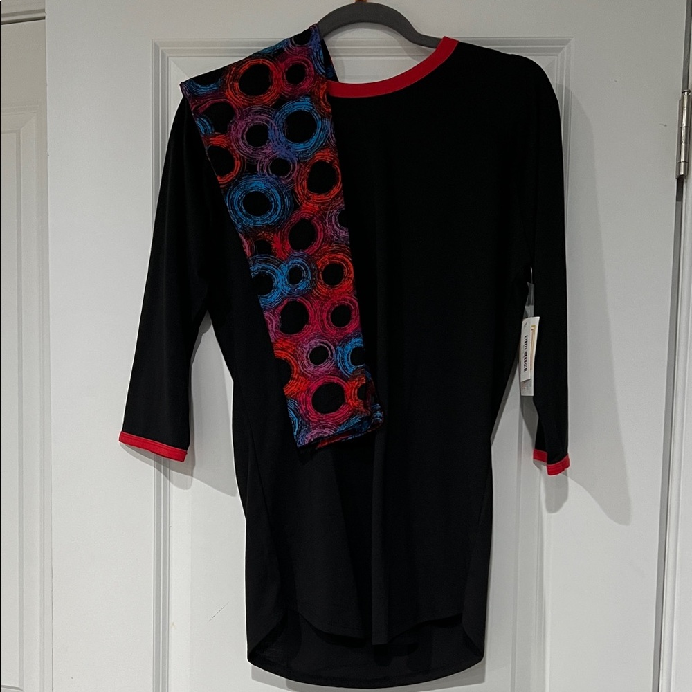 LuLaRoe Black Top with Red Trim Randy Small/OS Leggings 1.0 circle leggings